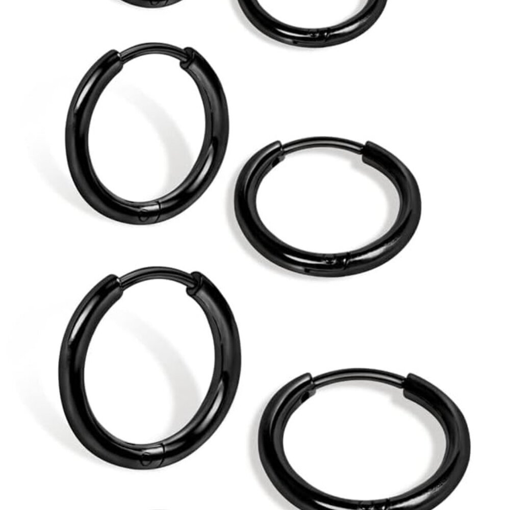 Gold-Finished Huggie Hoop Earrings Set - Lightweight & Hypoallergenic, 1-5 Pairs